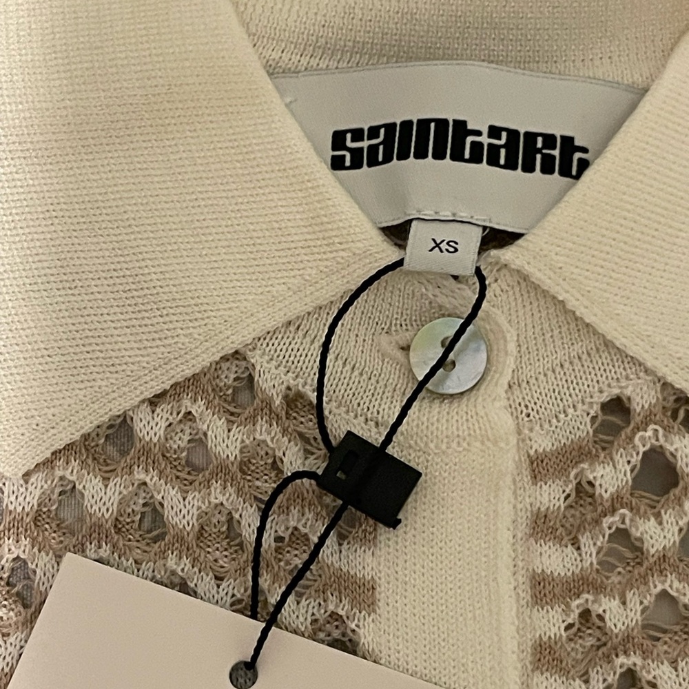 Zara Saintart Cream Knit Polo Top - Picture 6 of 9